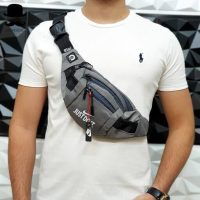 کیف کمری مردانه اسپرت خاکستری با طراحی Just Do It مناسب برای استفاده روزمره و باشگاه