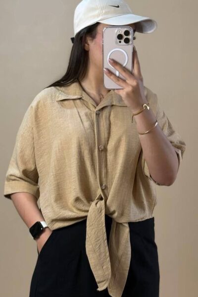 شومیز نخی زنانه با طراحی مینیمال