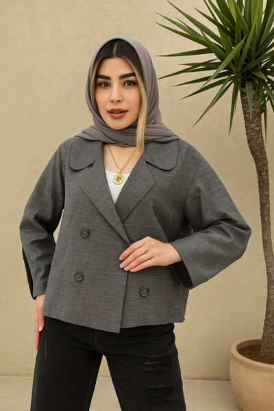 مانتو کتی کوتاه طوسی