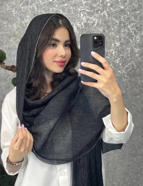 شال مجلسی مشکی دورلمه