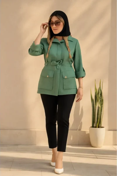 مانتو کمرگت سبز