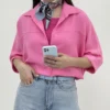 شومیز زنانه آستین کیمونو صوفیا رنگ صورتی با استایل کژوال