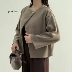 کت فوتر کوتاه زنانه روناک رنگ نسکافه ای و مشکی شیکدونیا